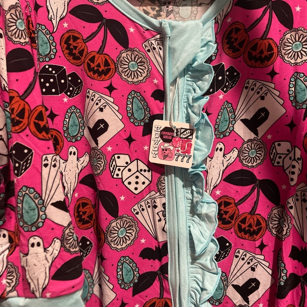 Saddleandsage Baby Girl Bamboo Zippy Pink Halloween - Picture 2 of 3